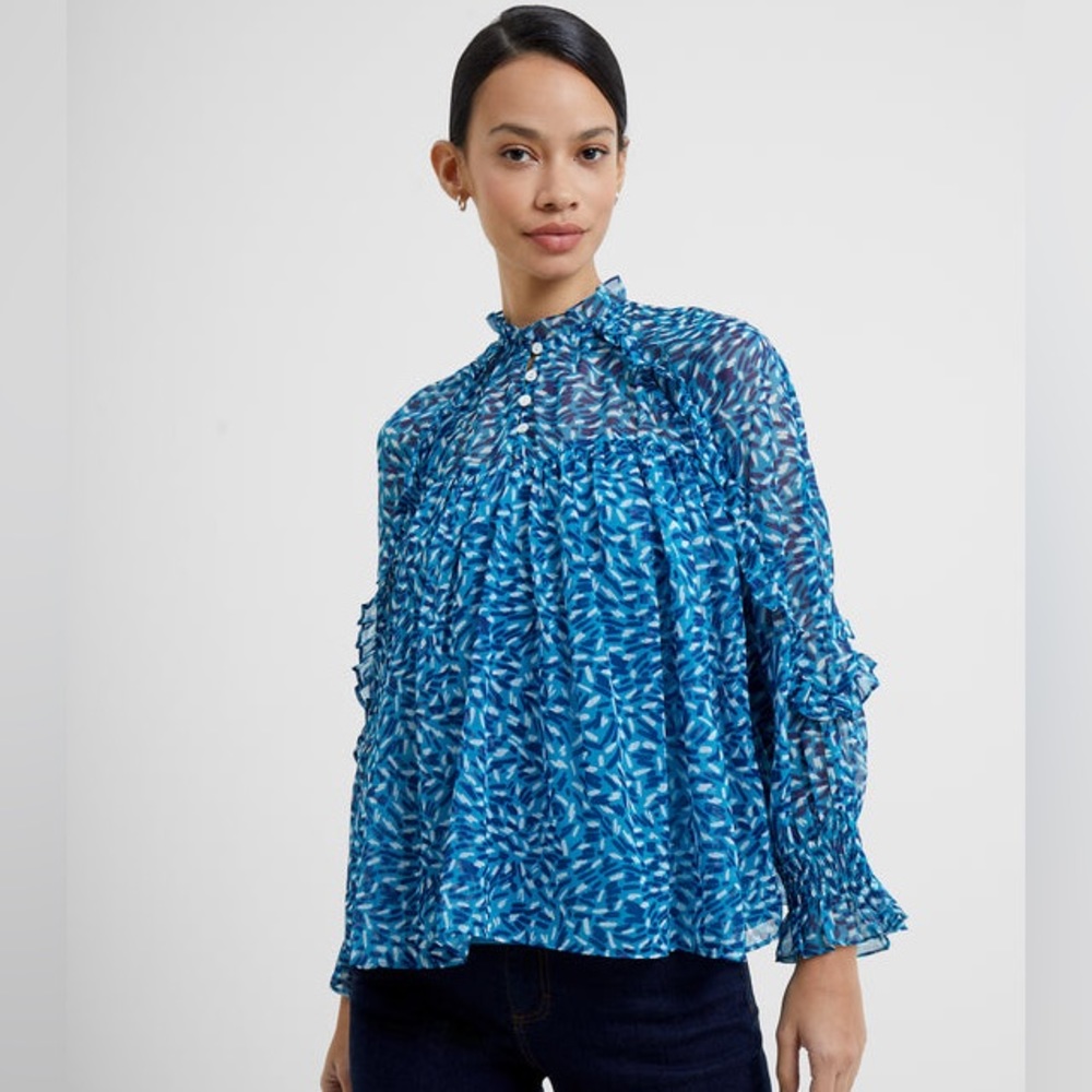 NWT French Connection Billi Recycled Hallie Frill Top, Size S